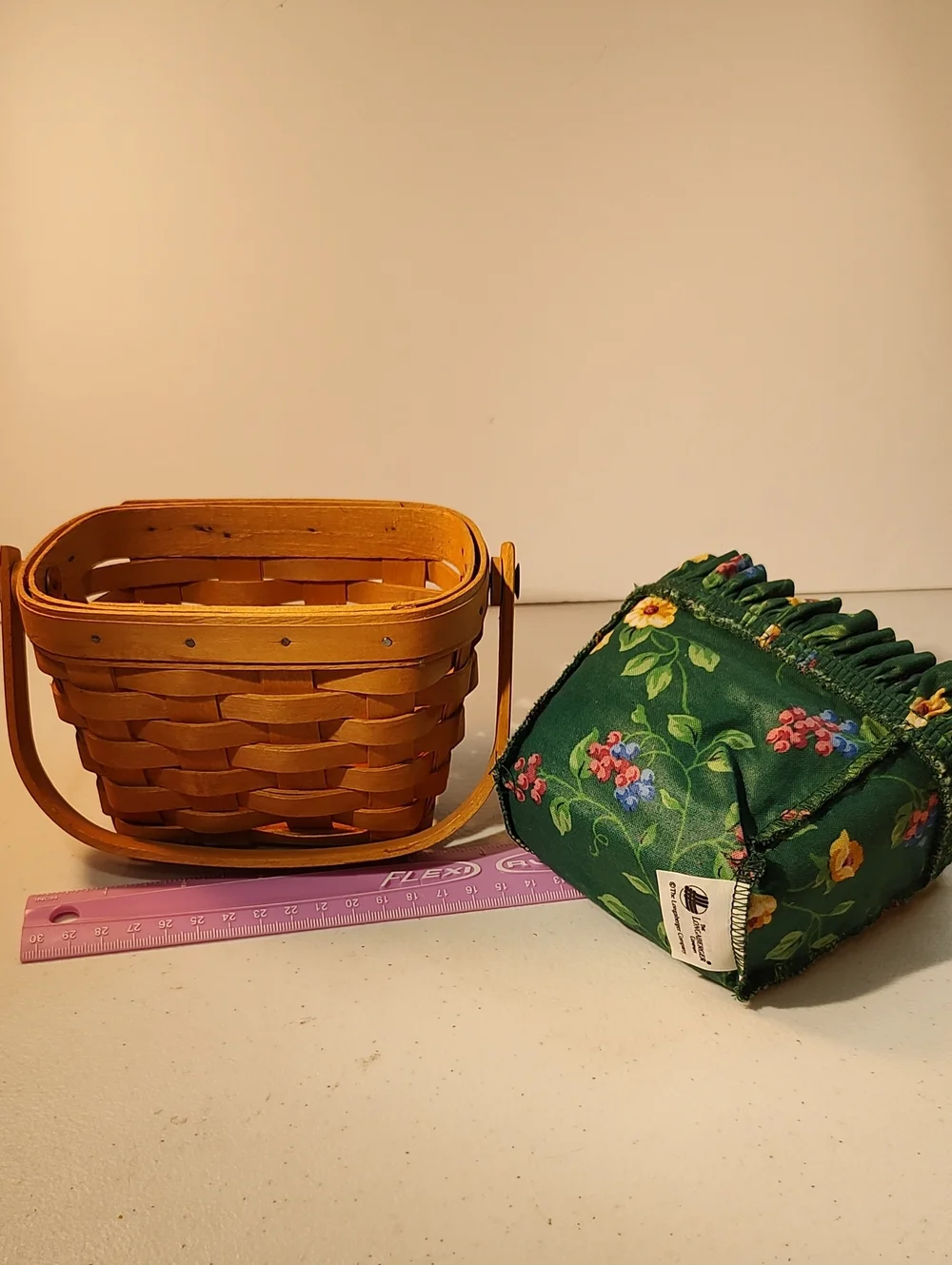 Longaberger 1997 American Cancer Society Basket, Liner And Plastic Protector